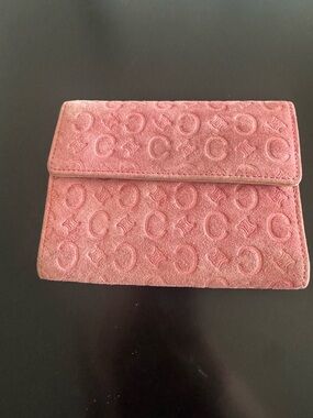 Vintage Celine Triomphe Monogram Suede Pink Wallet